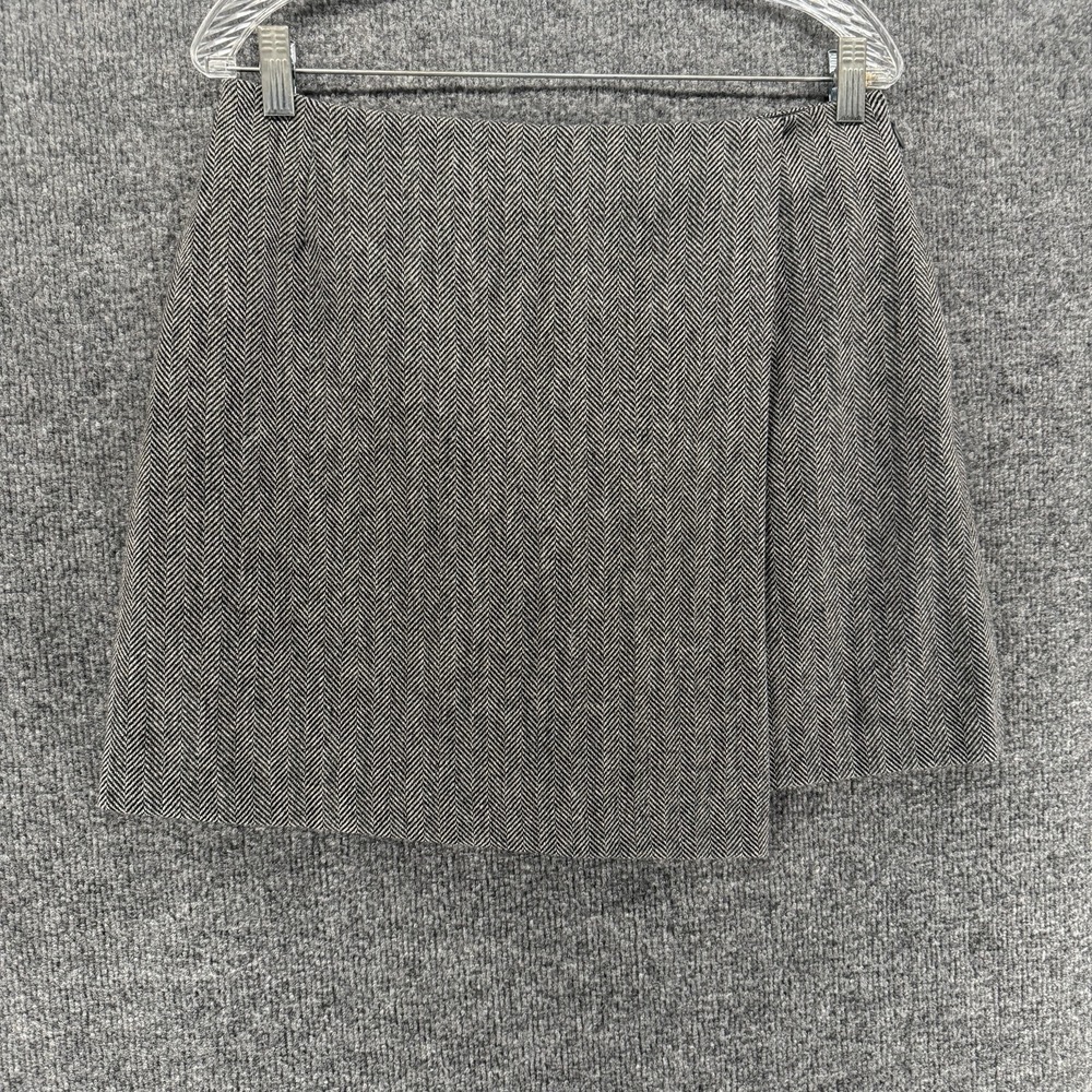 Uniqlo Skirt Womens L Gray Wool Blend Wrap A-Line Mini Classic Preppy Old Money